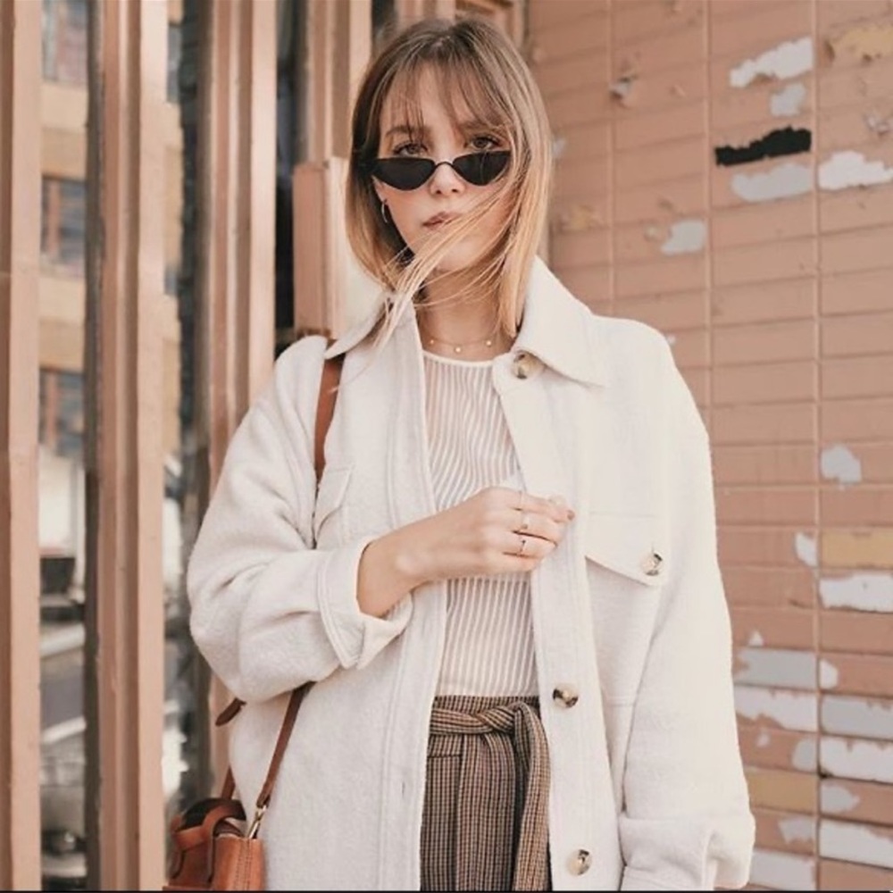 Aritzia | Wilfred Free The Ganna Shacket in Cream Beige 100% Wool